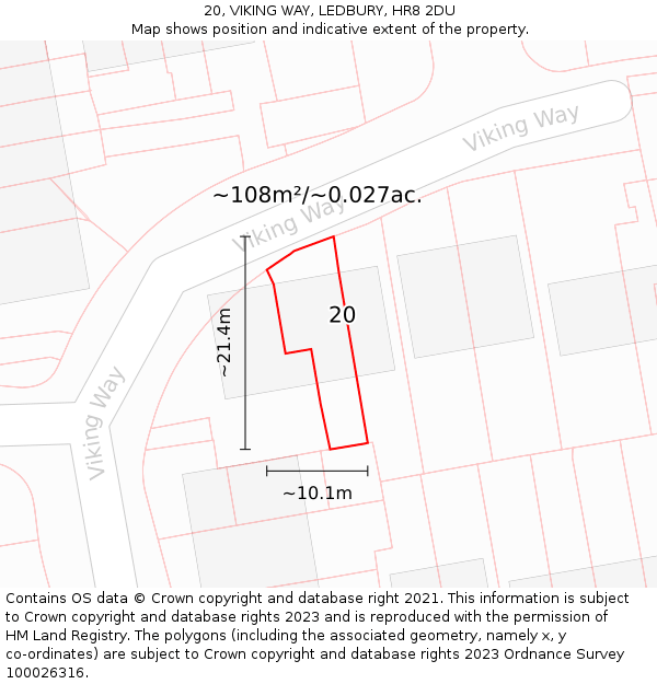 20, VIKING WAY, LEDBURY, HR8 2DU: Plot and title map