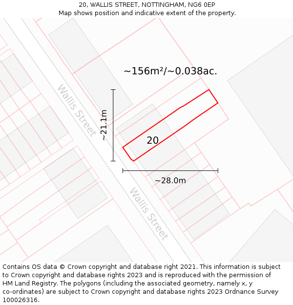 20, WALLIS STREET, NOTTINGHAM, NG6 0EP: Plot and title map