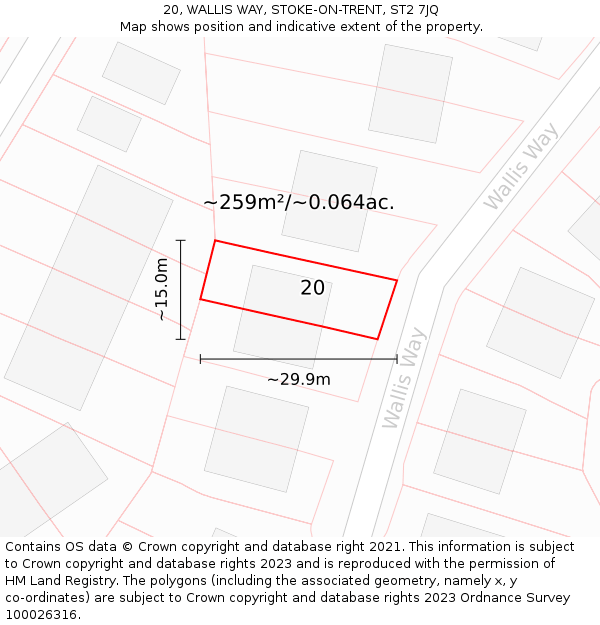 20, WALLIS WAY, STOKE-ON-TRENT, ST2 7JQ: Plot and title map