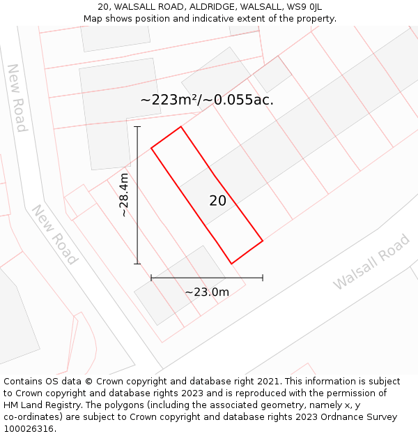 20, WALSALL ROAD, ALDRIDGE, WALSALL, WS9 0JL: Plot and title map