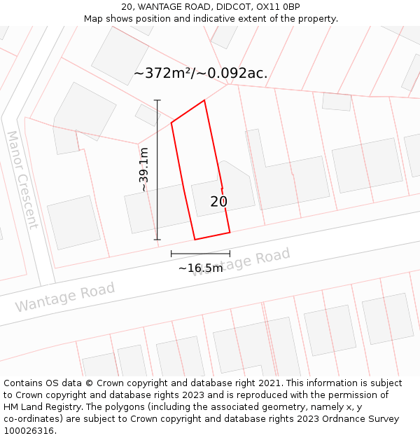20, WANTAGE ROAD, DIDCOT, OX11 0BP: Plot and title map