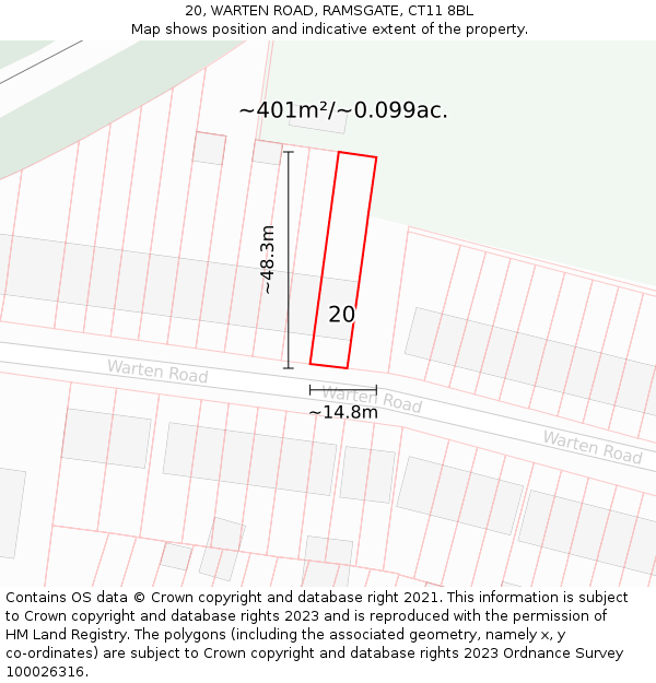 20, WARTEN ROAD, RAMSGATE, CT11 8BL: Plot and title map