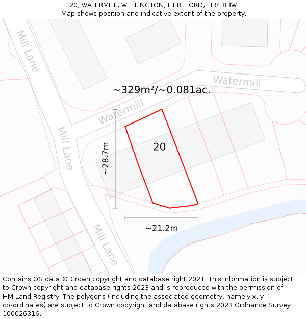 20, WATERMILL, WELLINGTON, HEREFORD, HR4 8BW: Plot and title map