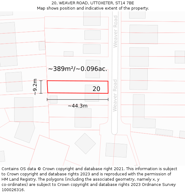 20, WEAVER ROAD, UTTOXETER, ST14 7BE: Plot and title map