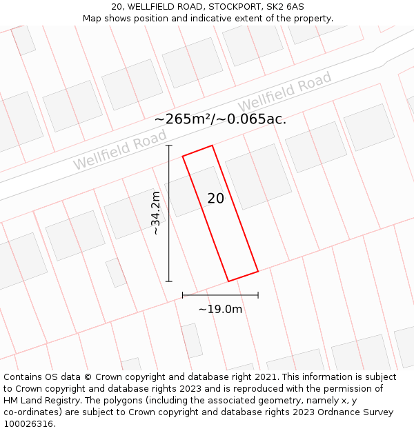 20, WELLFIELD ROAD, STOCKPORT, SK2 6AS: Plot and title map