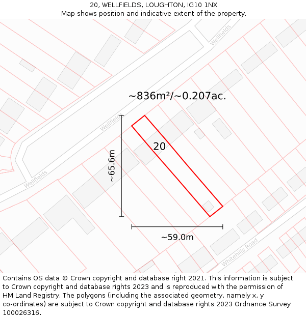 20, WELLFIELDS, LOUGHTON, IG10 1NX: Plot and title map