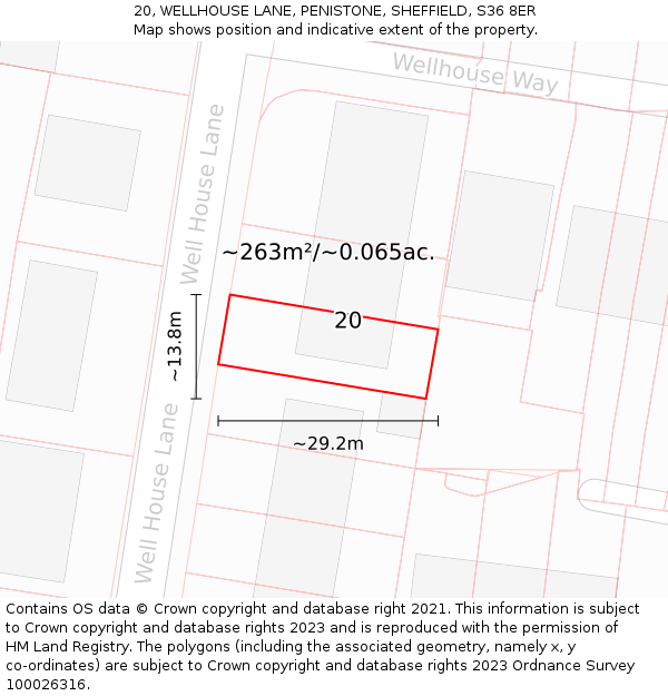 20, WELLHOUSE LANE, PENISTONE, SHEFFIELD, S36 8ER: Plot and title map