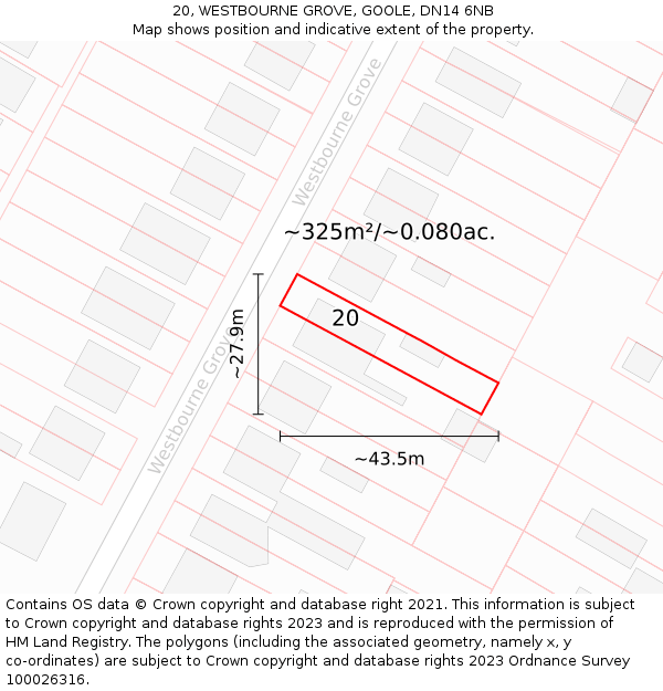 20, WESTBOURNE GROVE, GOOLE, DN14 6NB: Plot and title map