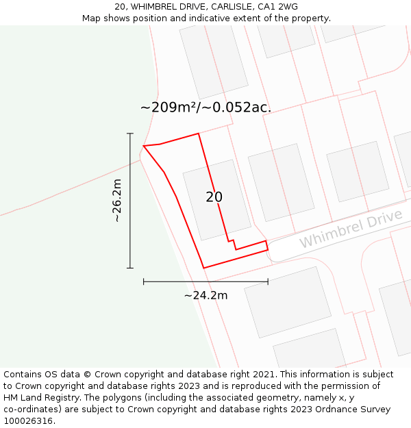 20, WHIMBREL DRIVE, CARLISLE, CA1 2WG: Plot and title map