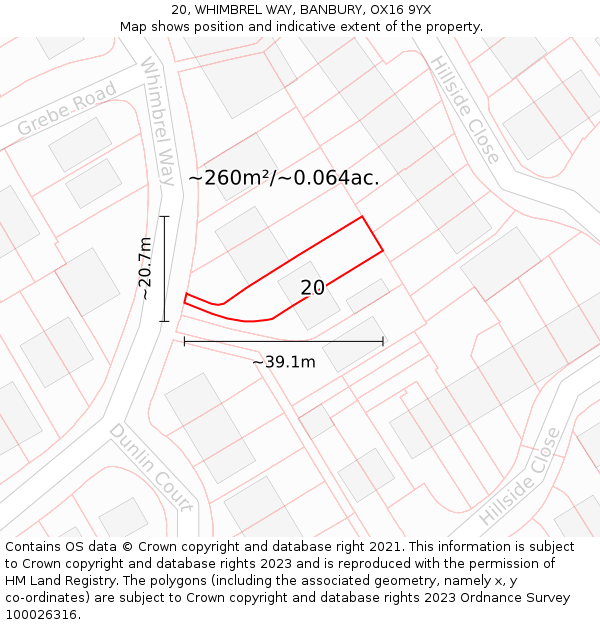 20, WHIMBREL WAY, BANBURY, OX16 9YX: Plot and title map