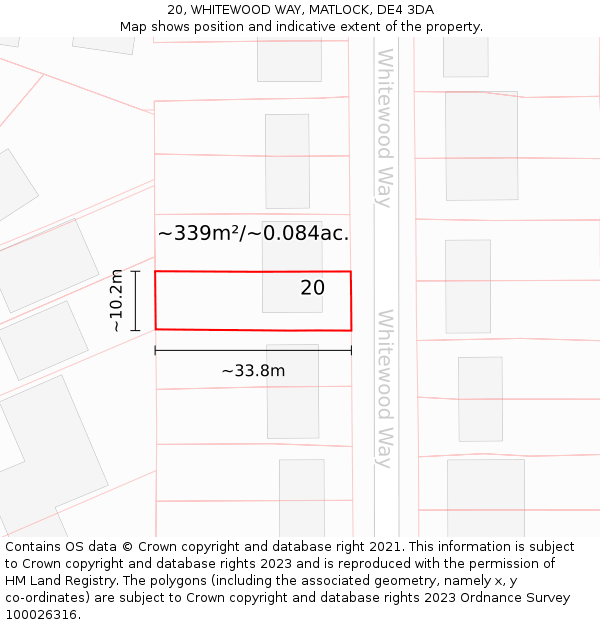 20, WHITEWOOD WAY, MATLOCK, DE4 3DA: Plot and title map