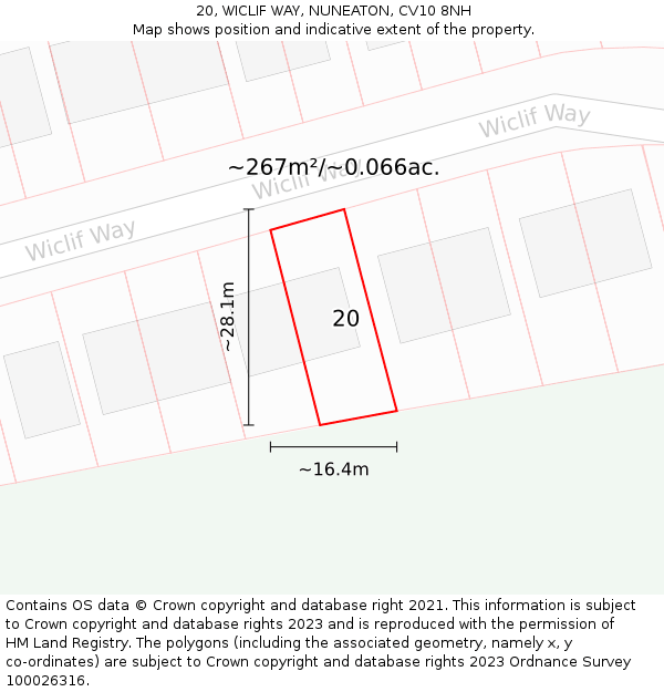 20, WICLIF WAY, NUNEATON, CV10 8NH: Plot and title map