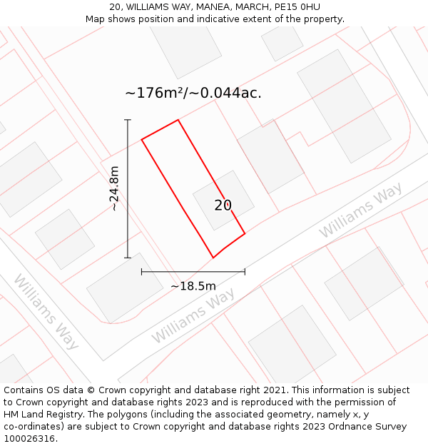 20, WILLIAMS WAY, MANEA, MARCH, PE15 0HU: Plot and title map
