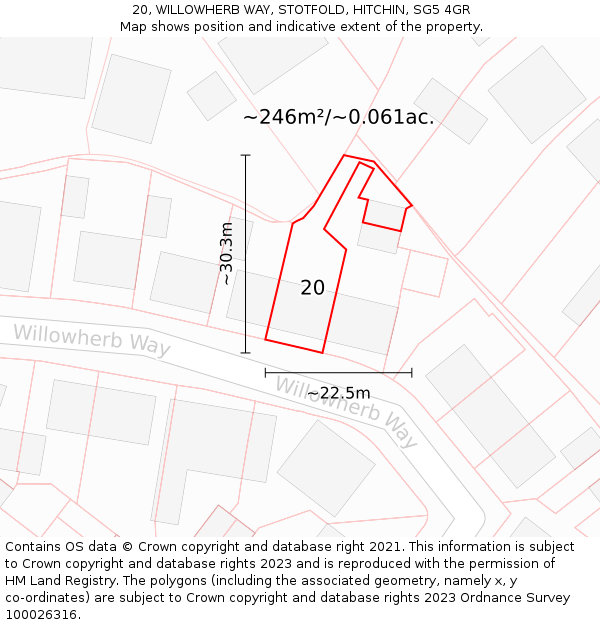 20, WILLOWHERB WAY, STOTFOLD, HITCHIN, SG5 4GR: Plot and title map