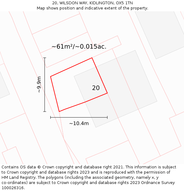 20, WILSDON WAY, KIDLINGTON, OX5 1TN: Plot and title map