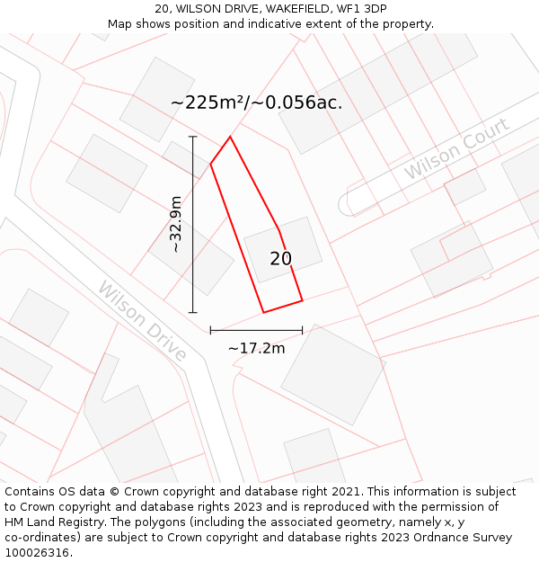 20, WILSON DRIVE, WAKEFIELD, WF1 3DP: Plot and title map
