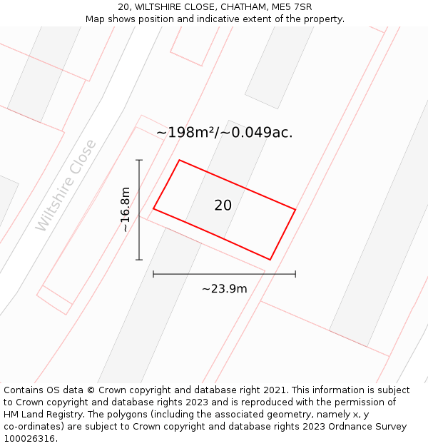 20, WILTSHIRE CLOSE, CHATHAM, ME5 7SR: Plot and title map