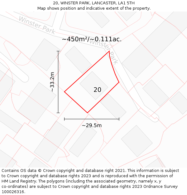 20, WINSTER PARK, LANCASTER, LA1 5TH: Plot and title map