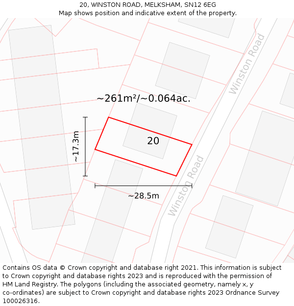 20, WINSTON ROAD, MELKSHAM, SN12 6EG: Plot and title map