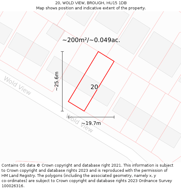 20, WOLD VIEW, BROUGH, HU15 1DB: Plot and title map