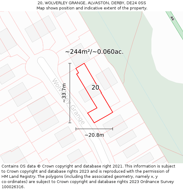 20, WOLVERLEY GRANGE, ALVASTON, DERBY, DE24 0SS: Plot and title map