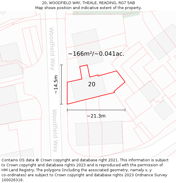 20, WOODFIELD WAY, THEALE, READING, RG7 5AB: Plot and title map