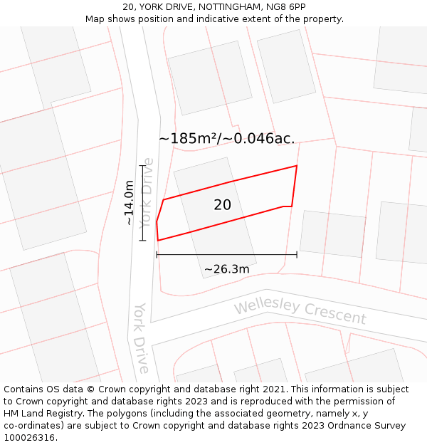 20, YORK DRIVE, NOTTINGHAM, NG8 6PP: Plot and title map