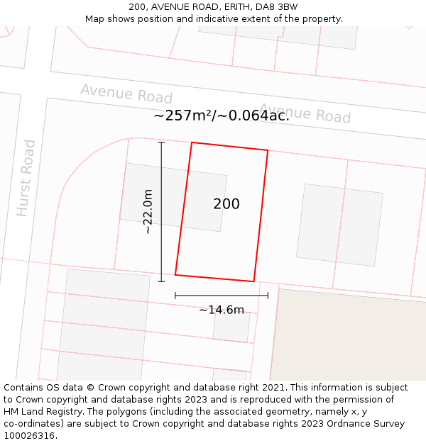 200, AVENUE ROAD, ERITH, DA8 3BW: Plot and title map