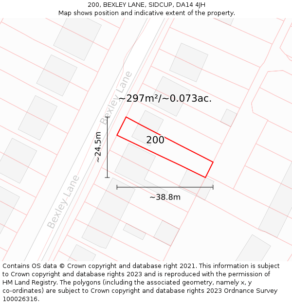 200, BEXLEY LANE, SIDCUP, DA14 4JH: Plot and title map
