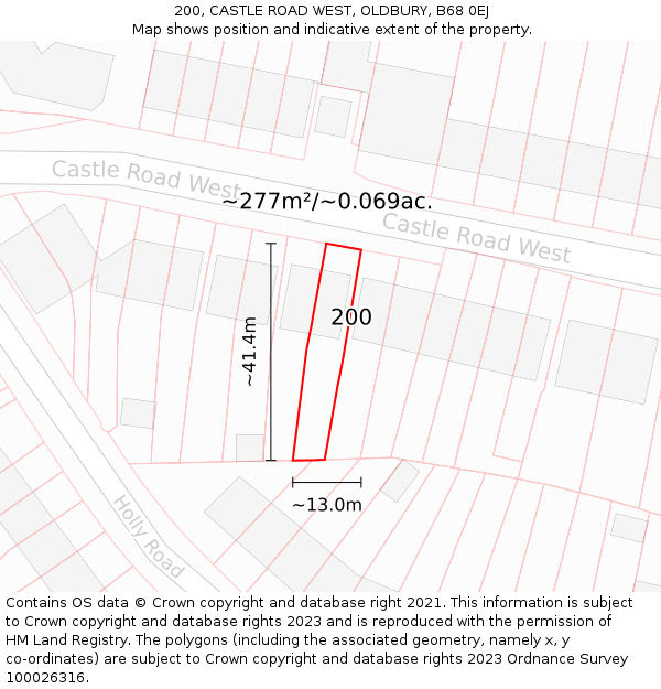 200, CASTLE ROAD WEST, OLDBURY, B68 0EJ: Plot and title map