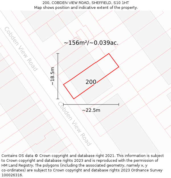 200, COBDEN VIEW ROAD, SHEFFIELD, S10 1HT: Plot and title map