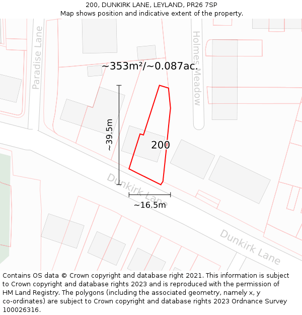 200, DUNKIRK LANE, LEYLAND, PR26 7SP: Plot and title map
