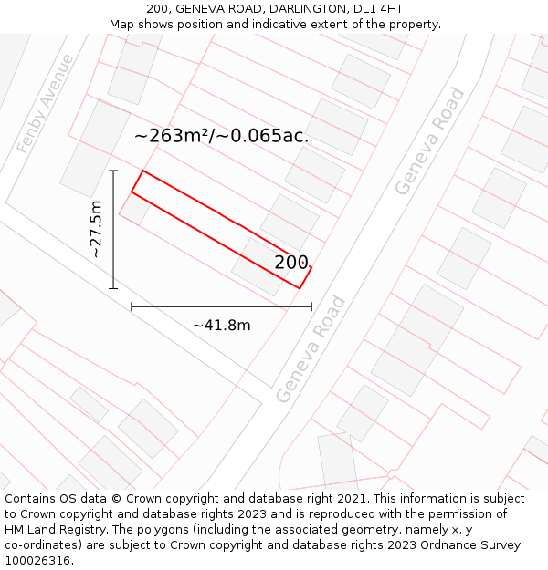 200, GENEVA ROAD, DARLINGTON, DL1 4HT: Plot and title map