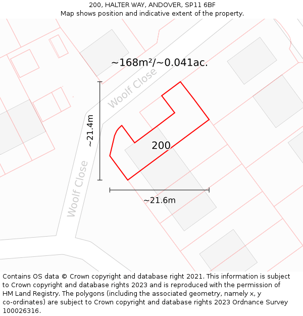 200, HALTER WAY, ANDOVER, SP11 6BF: Plot and title map
