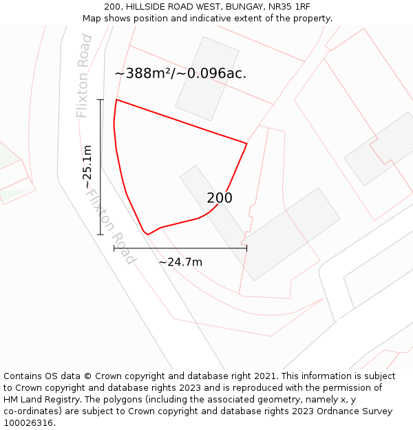 200, HILLSIDE ROAD WEST, BUNGAY, NR35 1RF: Plot and title map