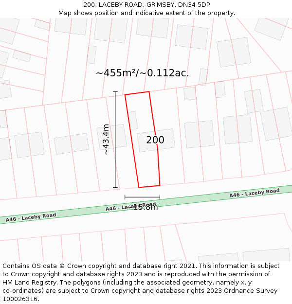 200, LACEBY ROAD, GRIMSBY, DN34 5DP: Plot and title map