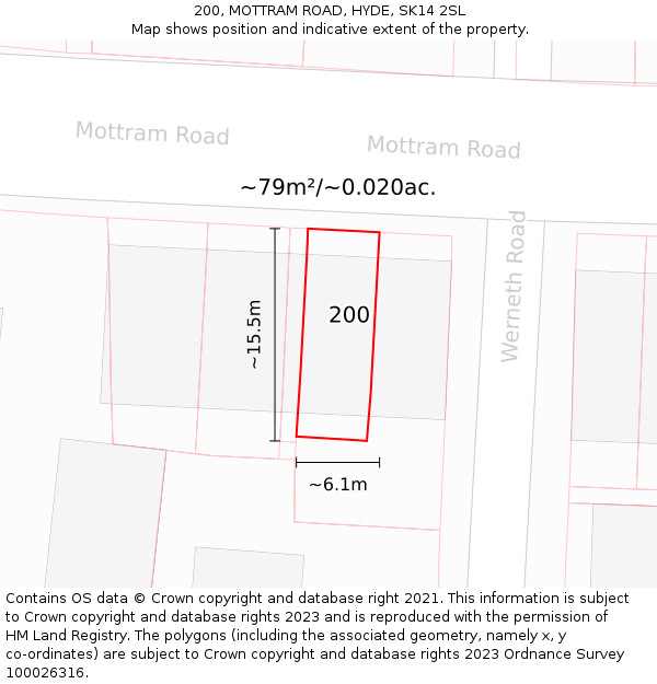 200, MOTTRAM ROAD, HYDE, SK14 2SL: Plot and title map