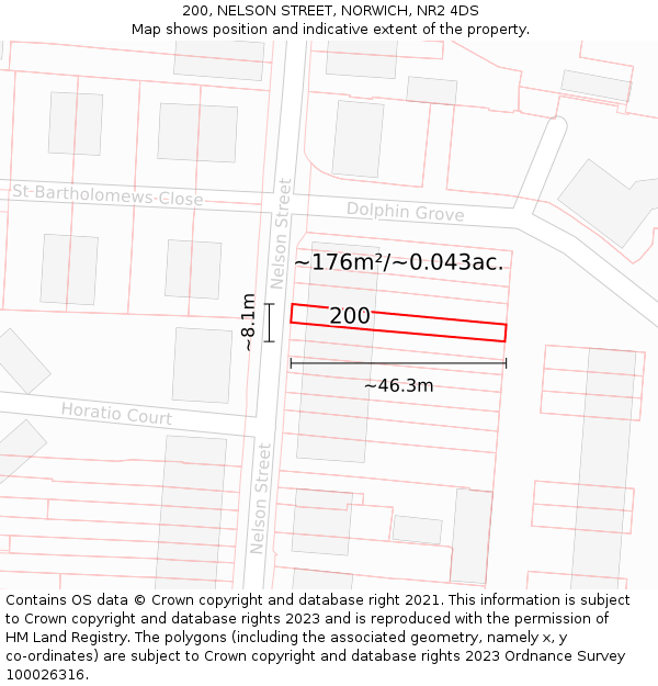 200, NELSON STREET, NORWICH, NR2 4DS: Plot and title map