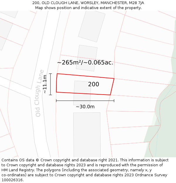 200, OLD CLOUGH LANE, WORSLEY, MANCHESTER, M28 7JA: Plot and title map