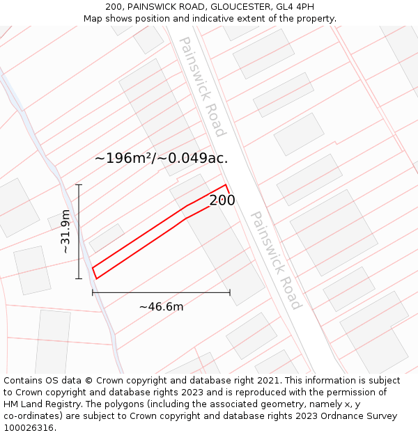 200, PAINSWICK ROAD, GLOUCESTER, GL4 4PH: Plot and title map