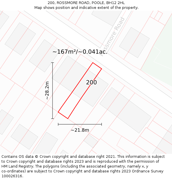 200, ROSSMORE ROAD, POOLE, BH12 2HL: Plot and title map