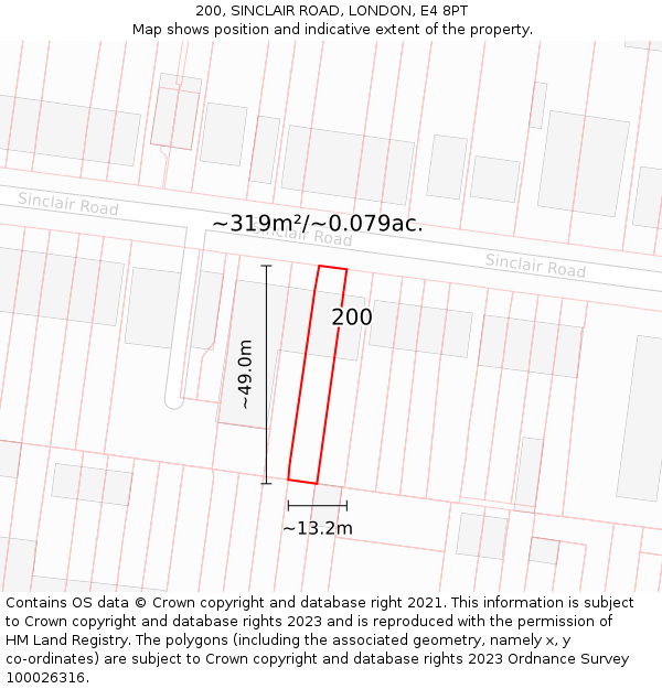 200, SINCLAIR ROAD, LONDON, E4 8PT: Plot and title map