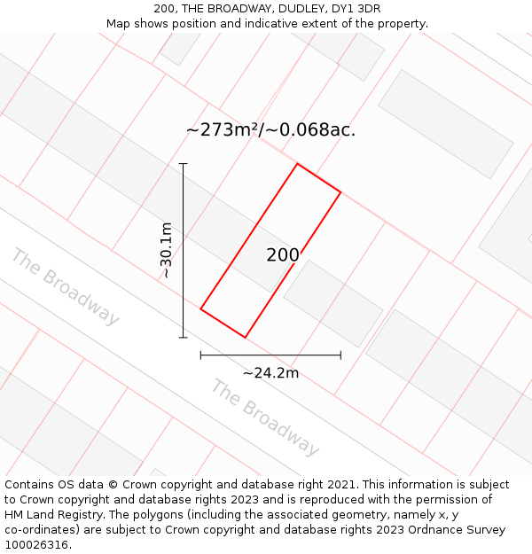 200, THE BROADWAY, DUDLEY, DY1 3DR: Plot and title map