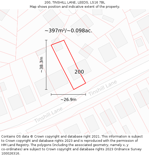 200, TINSHILL LANE, LEEDS, LS16 7BL: Plot and title map