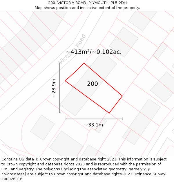 200, VICTORIA ROAD, PLYMOUTH, PL5 2DH: Plot and title map