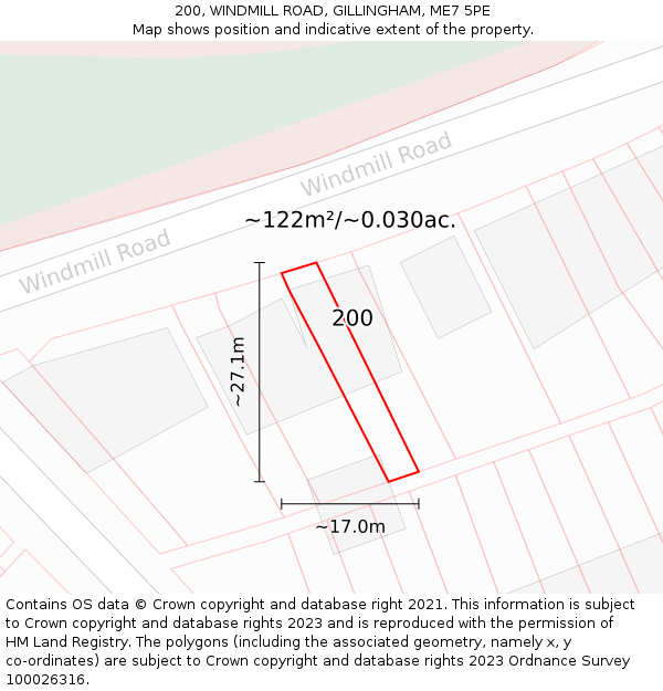 200, WINDMILL ROAD, GILLINGHAM, ME7 5PE: Plot and title map
