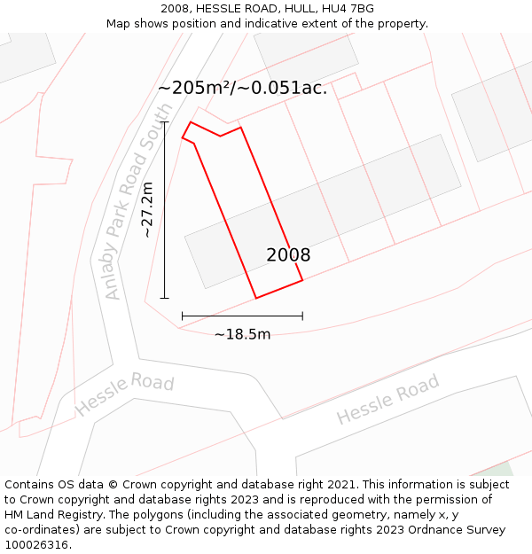 2008, HESSLE ROAD, HULL, HU4 7BG: Plot and title map
