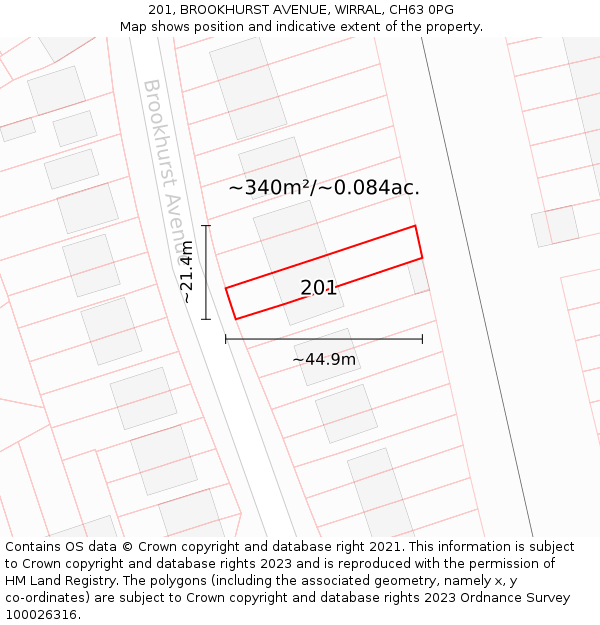201, BROOKHURST AVENUE, WIRRAL, CH63 0PG: Plot and title map