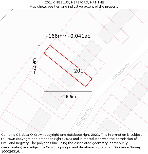201, KINGSWAY, HEREFORD, HR1 1HE: Plot and title map
