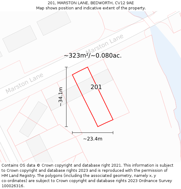 201, MARSTON LANE, BEDWORTH, CV12 9AE: Plot and title map